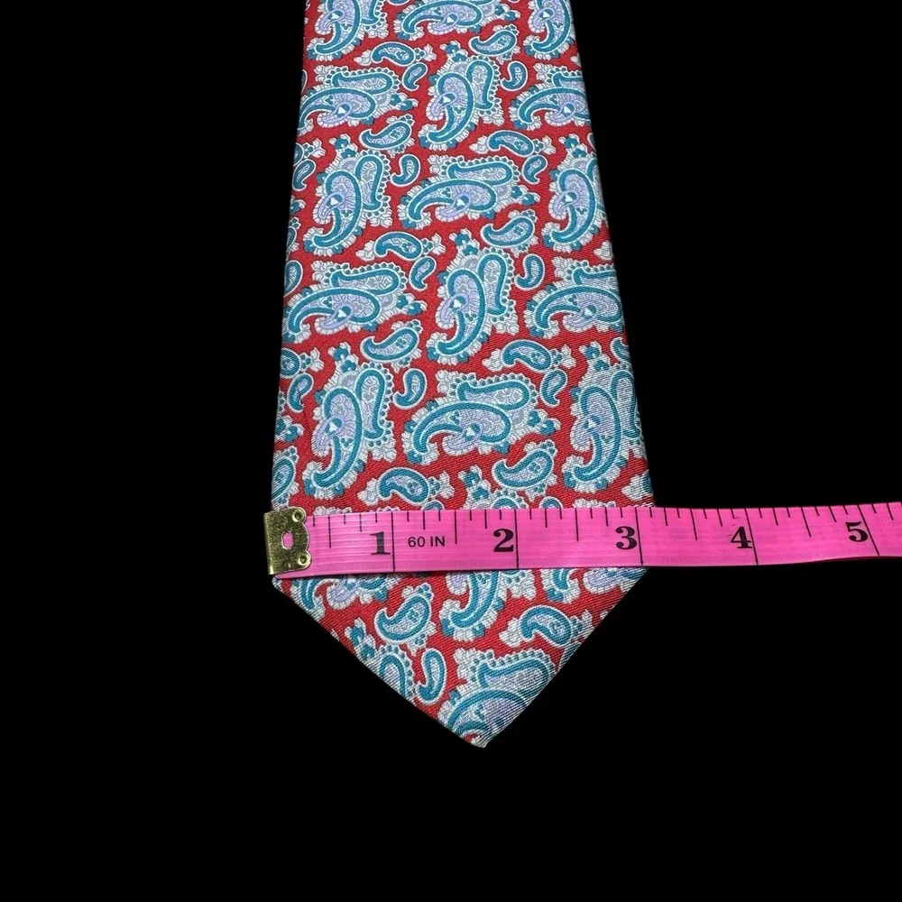 Liberty of London Mens Silk Tie Red Blue Paisley Made in USA Necktie